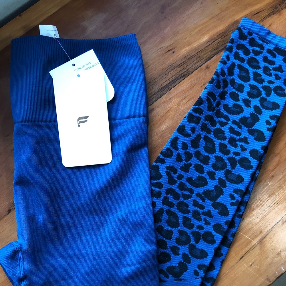 NWT - Fabletics Blue Leopard Print Power Leggings
